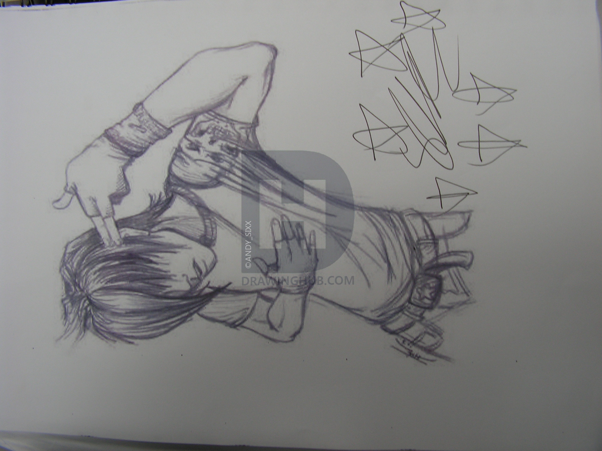 2048x1536 Emo Guy Stencil Drawing - Emo Guy Drawing