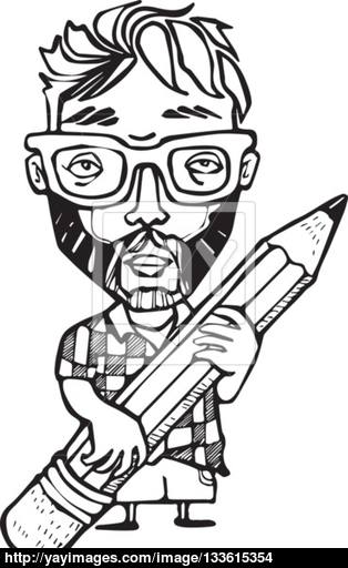 314x512 Vector Cartoon Emo Guy With A Big Pencil Vector - Emo Guy Drawing