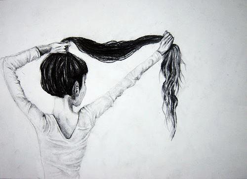 500x363 Black And White, Black Hair, Drawing, Emo - Emo Hair Drawing