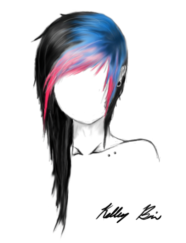 368x480 Im Doing This To My Hair But The Blue Will Be Black And The Black - Emo Hair Drawing
