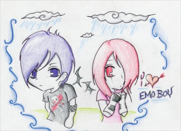 600x436 Emo Heart Realistic Love Drawing Pictures - Emo Heart Drawings
