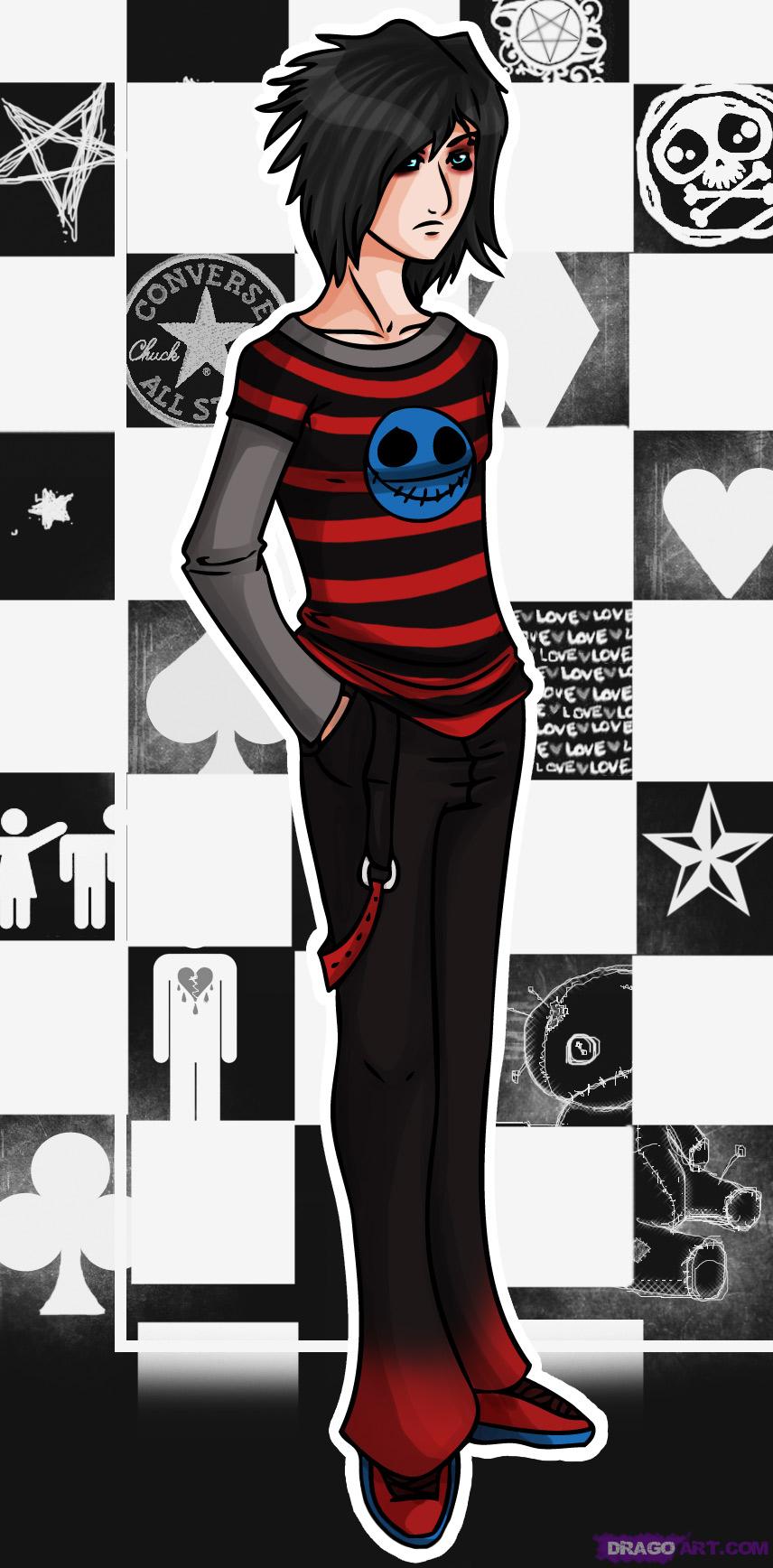 856x1736 How To Draw Emo, Step - Emo Kid Drawing