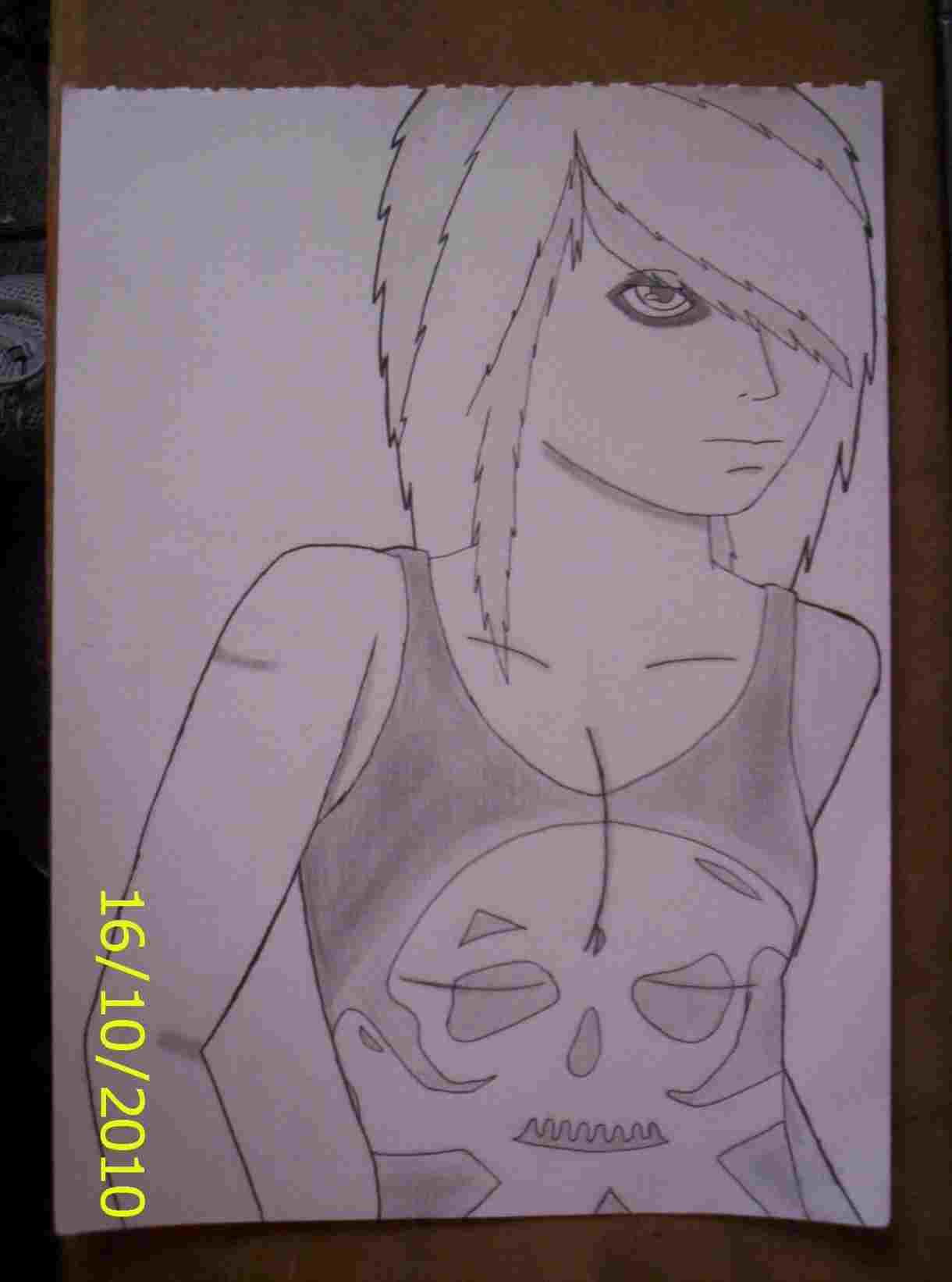 1220x1643 How To Draw Cartoon Emo Girl - Emo People Drawings