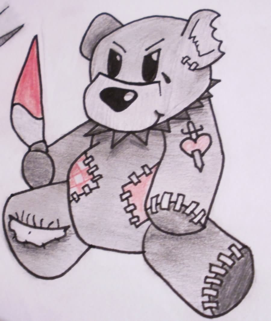 900x1066 Emo Teddy Bear Tattoo Sample - Emo Teddy Bear Drawing