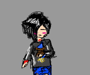 300x250 Emo Holds A Wizard Teddy Bear Drawing - Emo Teddy Bear Drawing