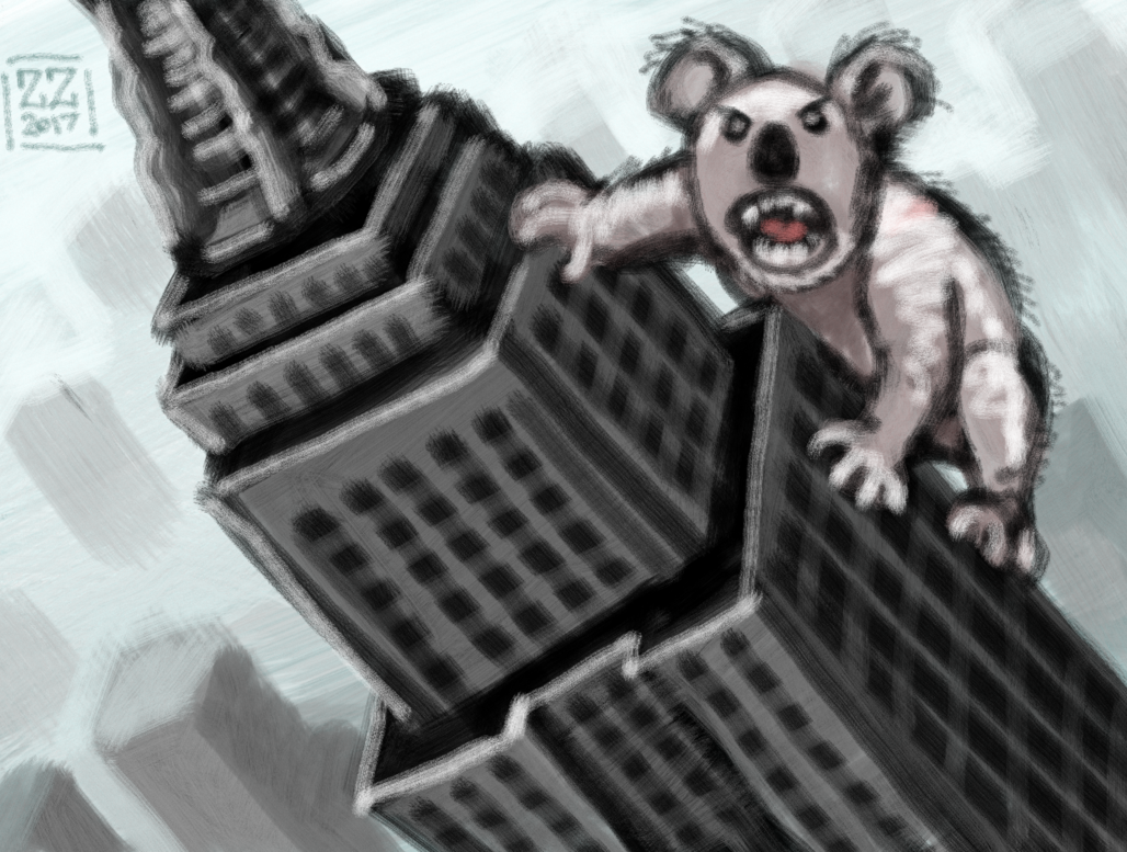 1028x777 Forum Draw A Giant Koala Climbing Up The Empire State Building - Empire State Building Cartoon Drawing