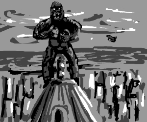 300x250 King Kong On The Empire State Building Drawing - Empire State Building Cartoon Drawing