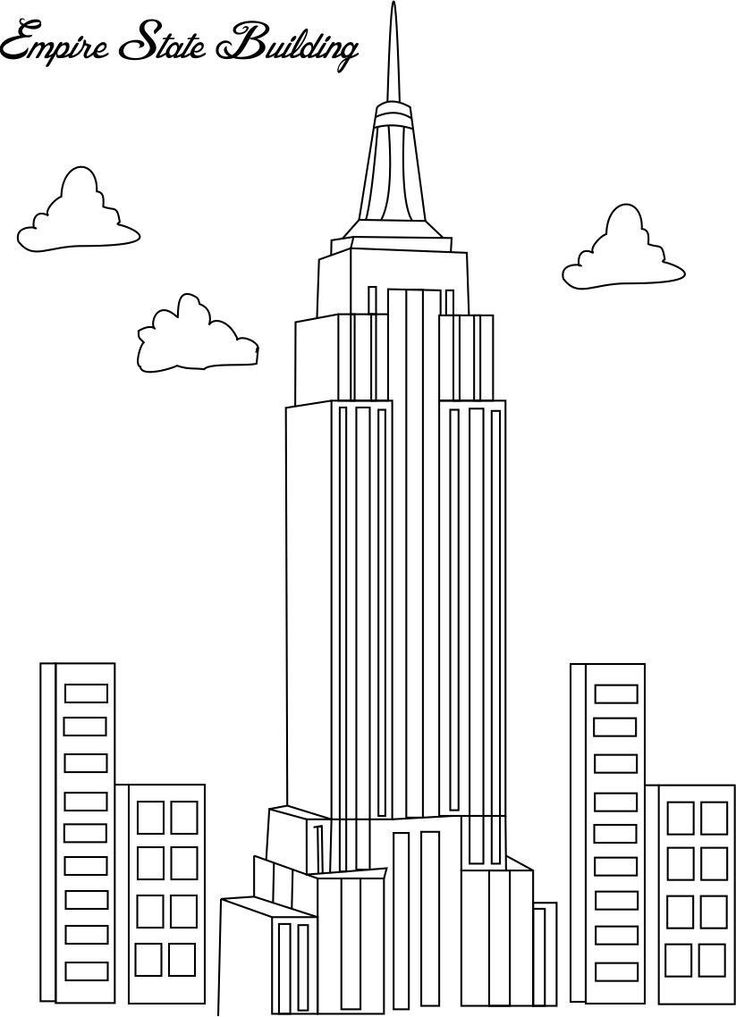 736x1017 Download Coloring Pages Empire State Building - Empire State Building Dimensions Drawing