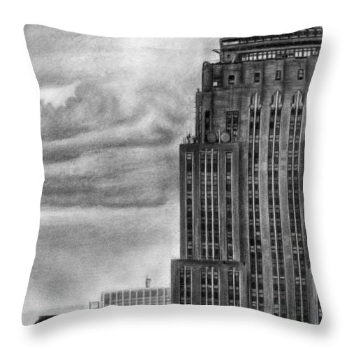 500x500 empire state building new york pencil drawing throw pillow - Empire State Building Drawing