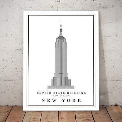 400x400 empire state building new york nyc drawing home decor print art - Empire State Building Drawing