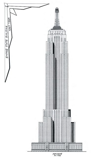 453x640 how to draw the empire state building - Empire State Building Drawing