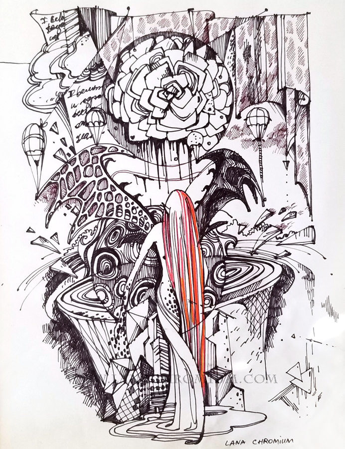 692x900 Ink Drawing Bodypainting And Fine Art - Empowerment Drawing