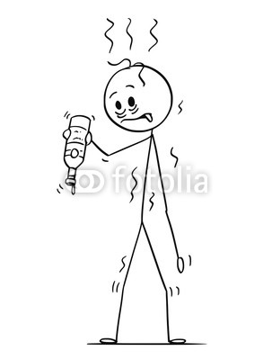 303x400 Cartoon Stick Drawing Conceptual Illustration Of Thirsty Man Whose - Empty Bottle Drawing