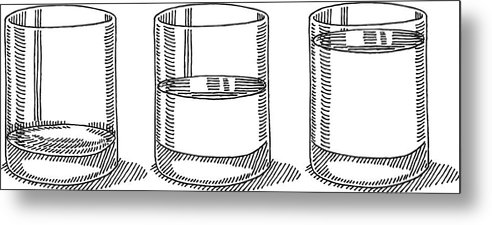 492x225 glass water full half empty drawing metal print - Empty Drawing