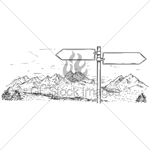 500x500 drawing of empty blank traffic road sign on mountain back gl - Empty Drawing
