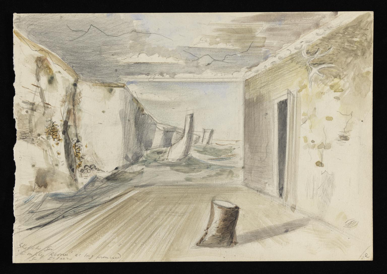 1536x1086 Sketch For 'empty Room'', Paul Nash, Recipient Eileen Agar - Empty Room Drawing