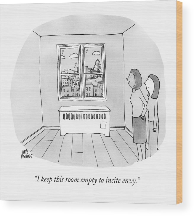 655x729 a woman shows another woman an empty room wood print - Empty Room Drawing