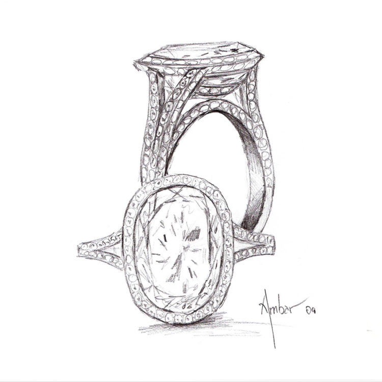 750x750 hand drawing for custom engagement ring - Engagement Drawing