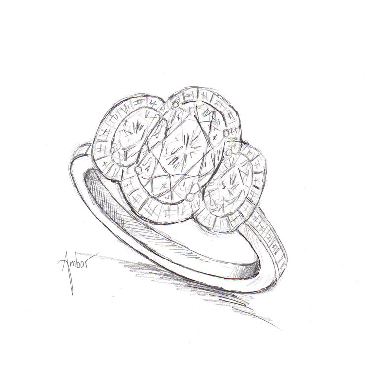 750x750 three stone oval engagement ring drawing - Engagement Drawing