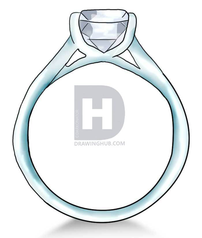 700x827 how to draw a diamond ring, step - Engagement Ring Drawing