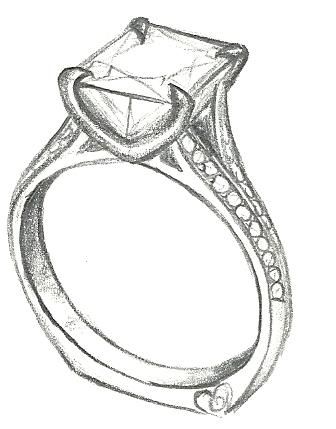 336x429 mark schneider design sketch of je t'aime engagement ring design - Engagement Ring Drawing