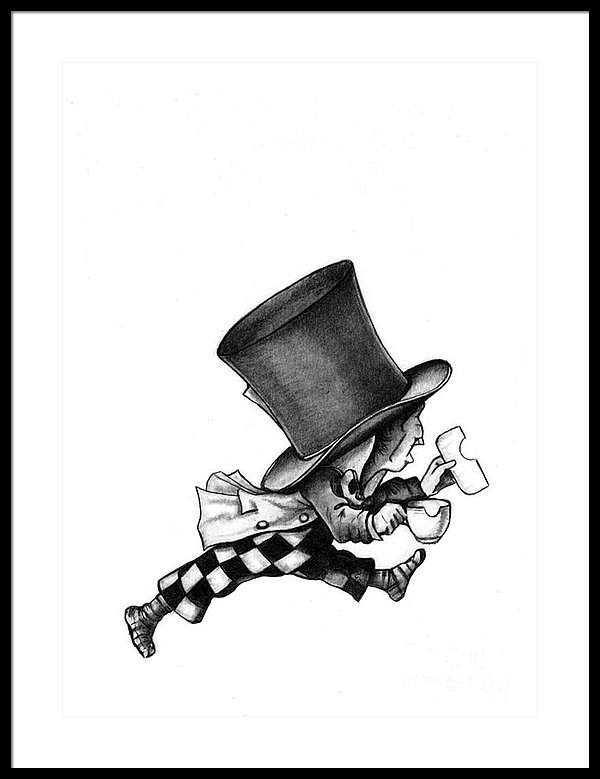 600x779 the mad hatter no pencil drawing framed print - Engel Drawing