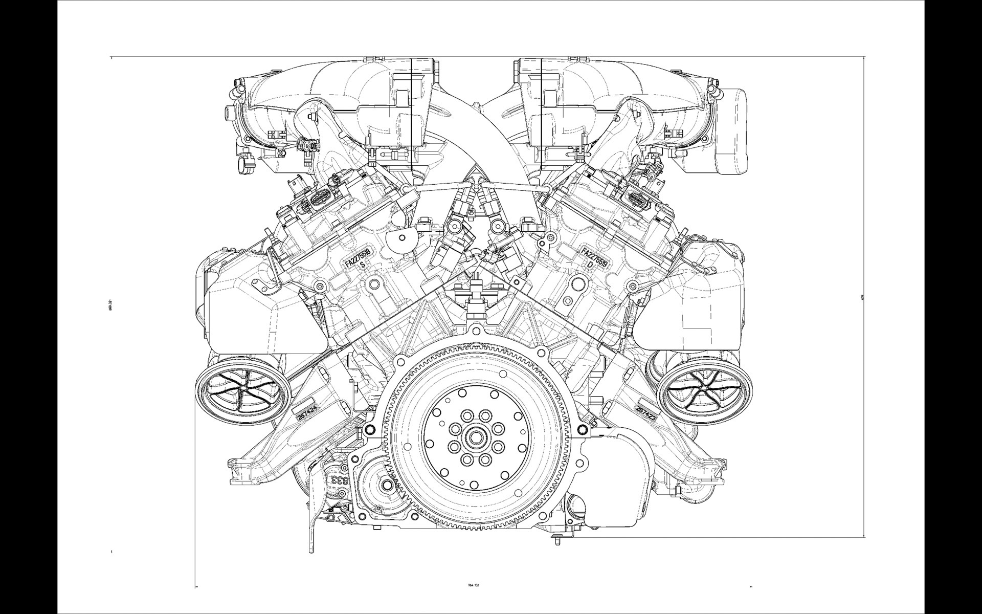 1920x1200 Ferrari Engine Drawing - Engine Drawing