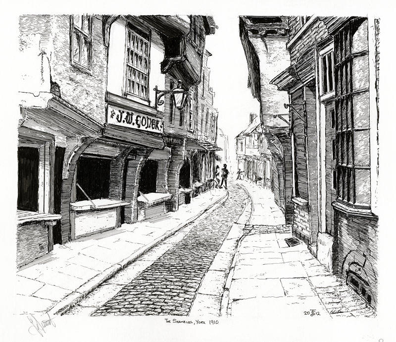 800x690 the shambles york england drawing - England Drawing