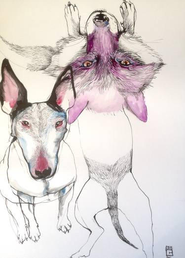 375x522 english bull terrier drawings for sale saatchi art - English Bull Terrier Drawing