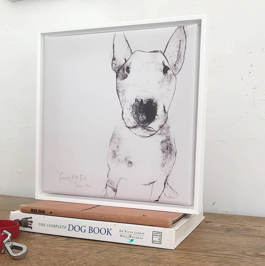 1022x1024 english bull terrier' framed canvas print - English Bull Terrier Drawing