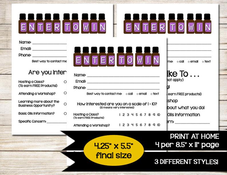 794x614 essential oils enter to win door prize drawing slip etsy - Enter To Win Drawing