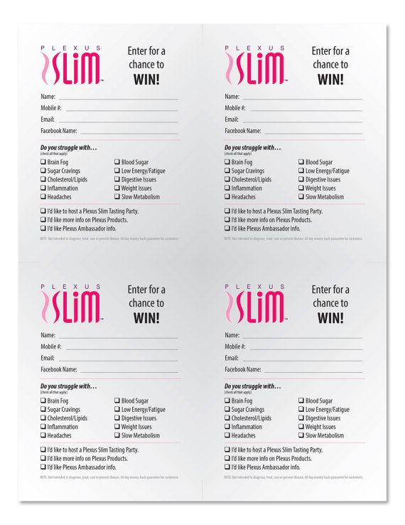 570x738 plexus enter to win drawing info gathering sheets - Enter To Win Drawing