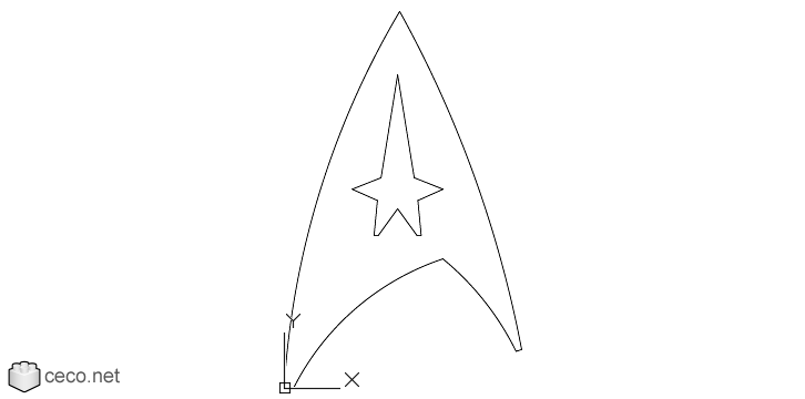 726x360 autocad drawing star trek starfleet insignia of enterprise crew dwg - Enterprise Drawing