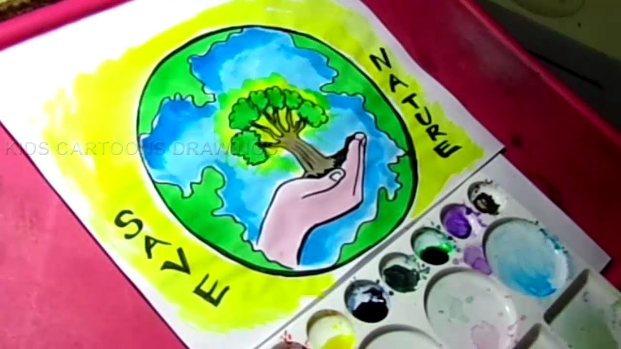1280x720 How To Draw Save Nature Save Environment Poster Drawing For Kids - Environment Drawing