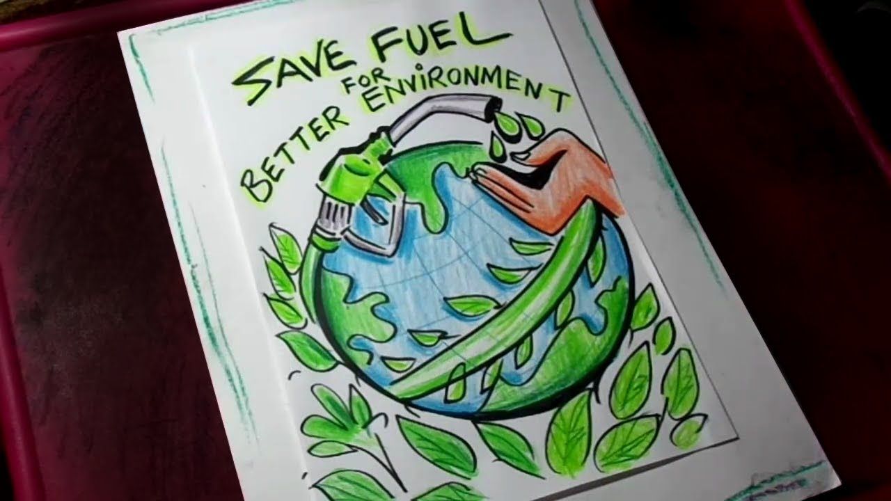1280x720 Create In Save Fuel, Go Green - Environment Drawing