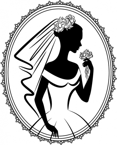 485x600 Bride Silhouette Vector Line Drawing Free Vector In Encapsulated - Eps Drawing