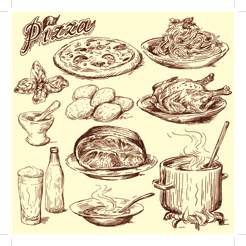 500x500 Drawing Foods Retro Illustrations Vector Free Vector - Eps Drawing