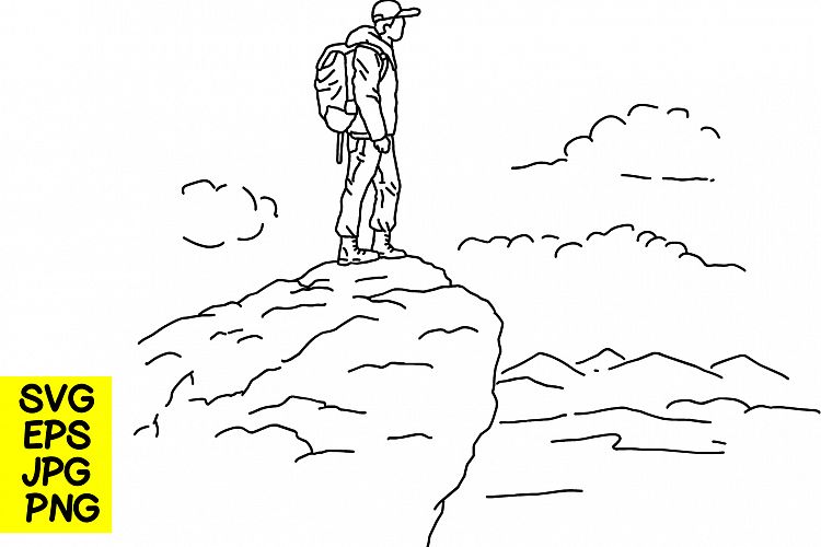 750x500 Hiking On The Top - Eps Drawing