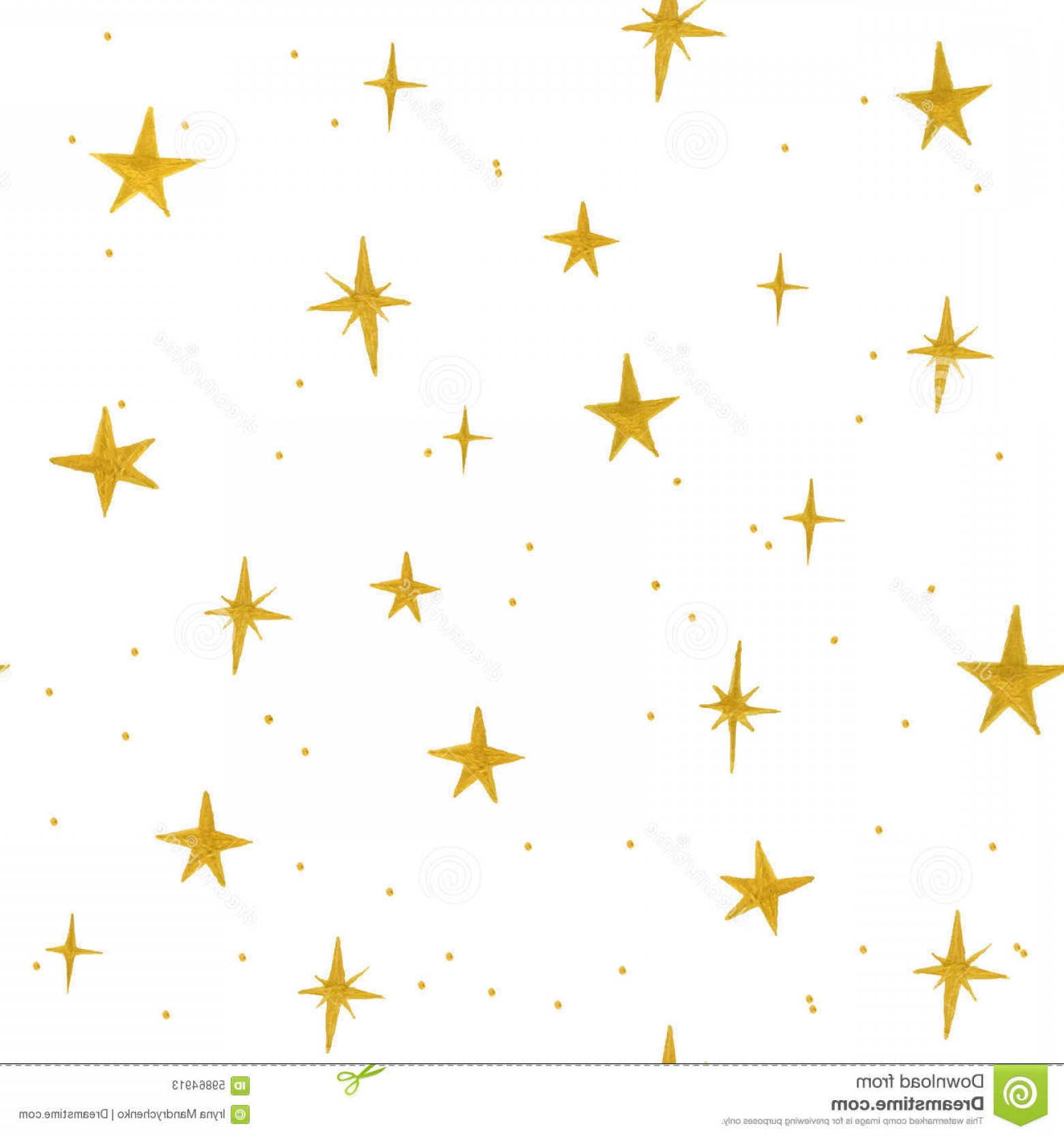 1560x1668 Stock Illustration Hand Drawn Golden Stars Seamless Pattern White - Eps Drawing