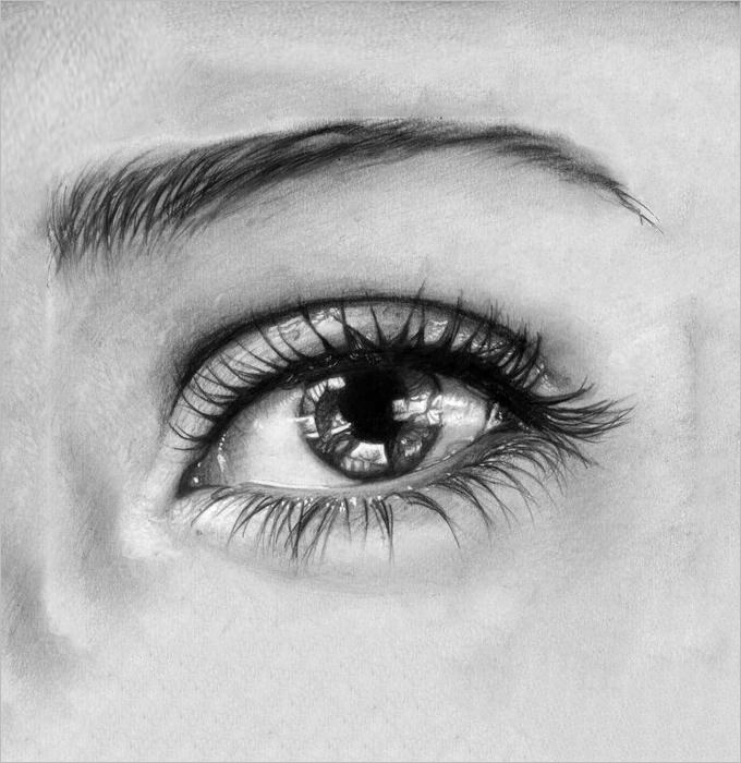 680x700 Pencil Drawings Eyes Eye Drawings Free Vector Drawings - Eps Drawing