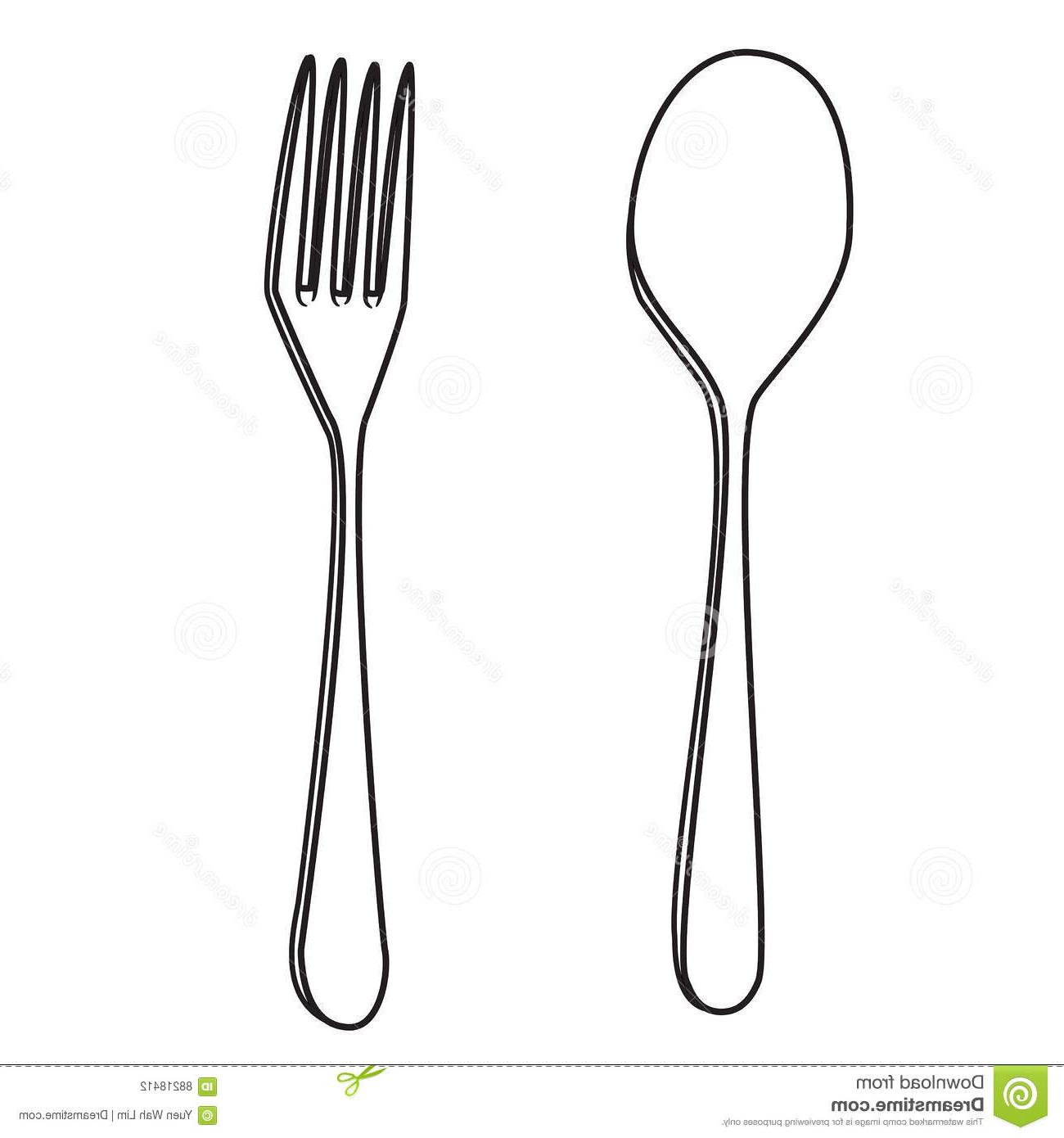 1300x1390 Best Hd Isolated Fork Spoon Cartoon Drawing Illustration Vector - Eps Drawing