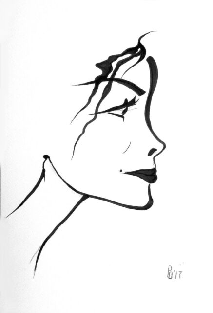 437x640 Equinox Original Girl Face Patsel Drawing Abstract - Equinox Drawing