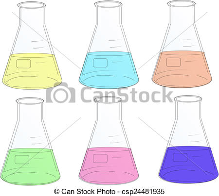 450x404 flask six erlenmeyer flasks with colored contet - Erlenmeyer Flask Drawing