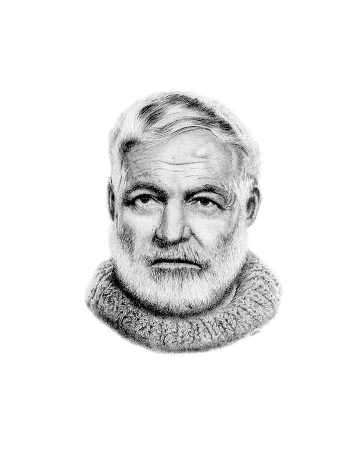 705x900 Ernest Hemingway Drawing - Ernest Hemingway Drawing