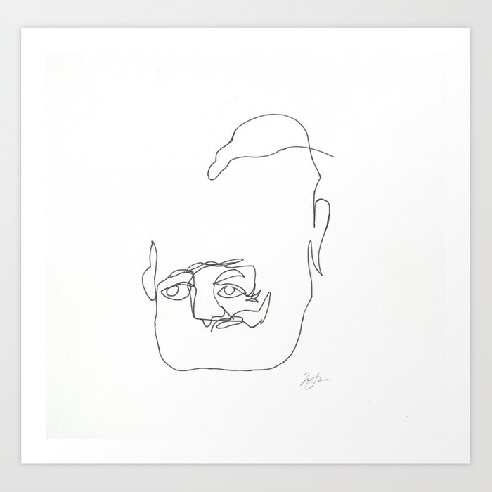 700x700 Ernest Hemingway Line Drawing Art Print - Ernest Hemingway Drawing