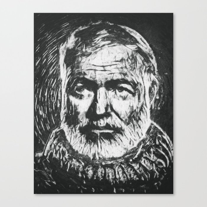700x700 Ernest Hemingway Portrait Canvas Print - Ernest Hemingway Drawing