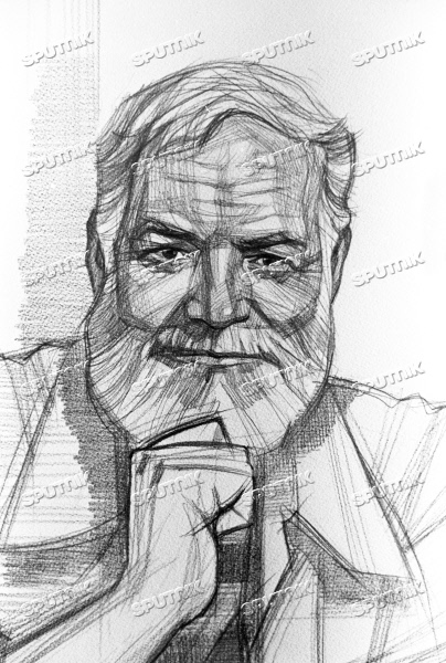 404x600 Ernest Hemingway Drawing Sputnik Images Media Library - Ernest Hemingway Drawing
