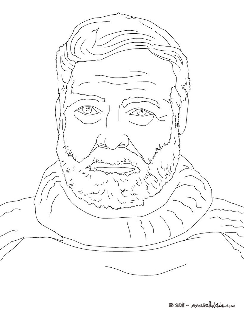 820x1060 Ernest Hemingway Coloring Pages - Ernest Hemingway Drawing