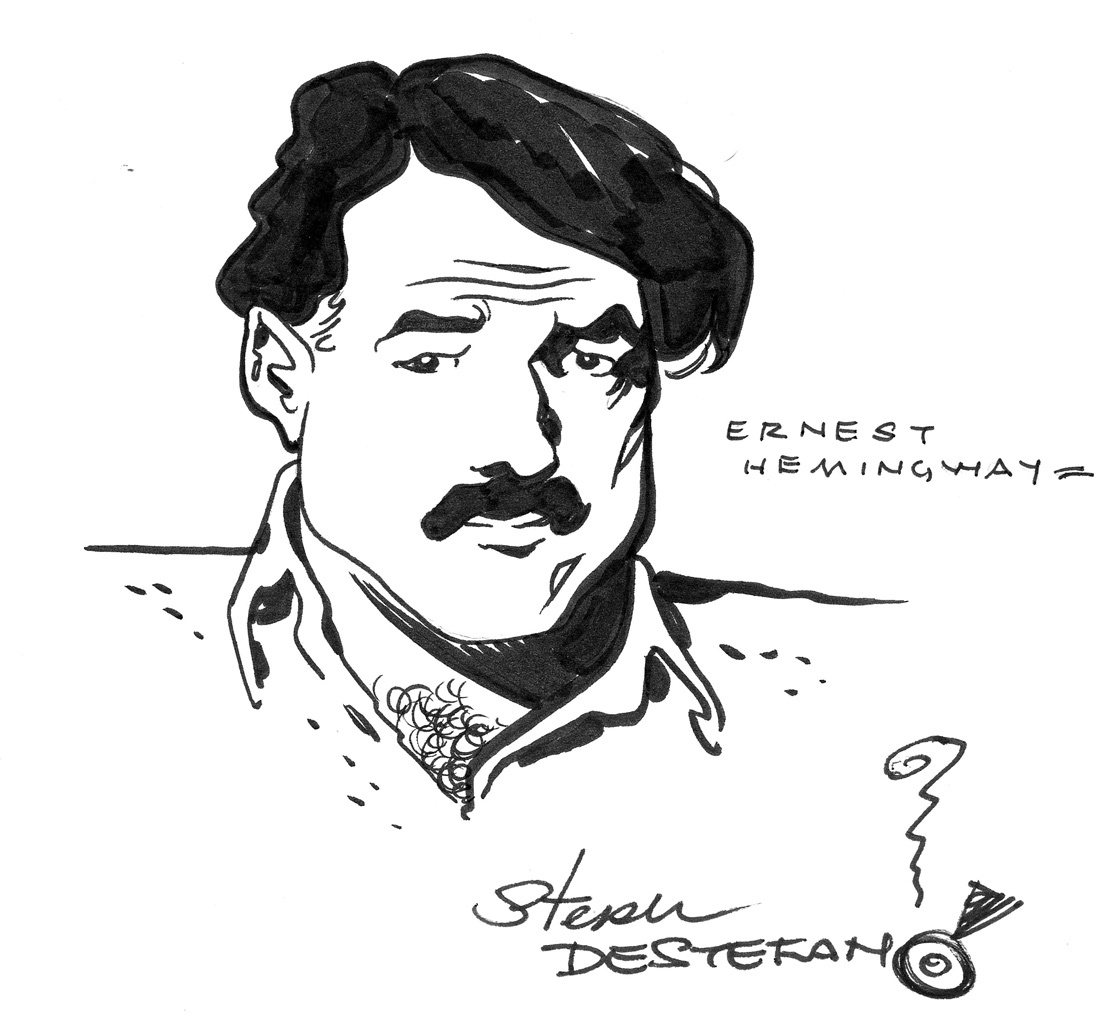 1100x1022 Hey Oscar Wilde! It's Clobberin' Time!!! Stephen Destefano - Ernest Hemingway Drawing