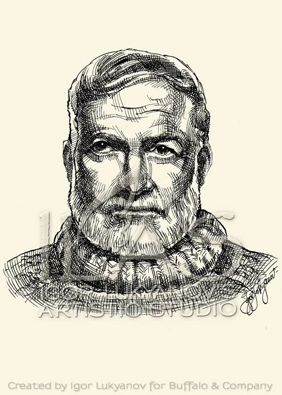 572x800 Portrait Of Ernest Hemingway - Ernest Hemingway Drawing